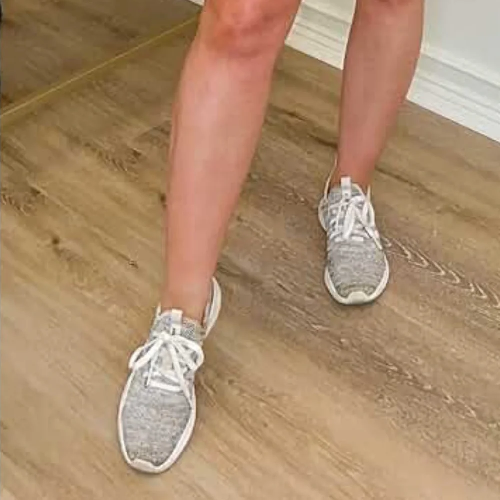adidas White Gray Knit Running Shoes